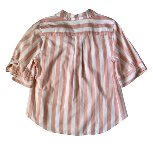 J.Crew Striped Cotton Boxy Button-Down Shirt Pink White MP - Picture 3 of 9